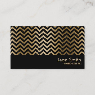 Black & Gold Chevron Stripes Hairdresser Business Card