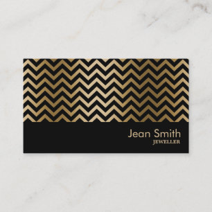Black & Gold Chevron Stripes Jewellery Business Card