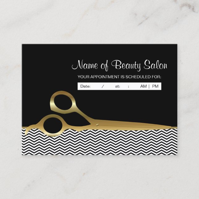 Black Gold Chevrons Salon Appointment Reminder (Front)