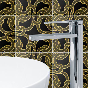 Black Gold Chic Celtic Knot Seamless Pattern Tile
