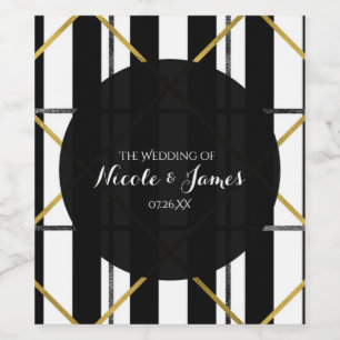 Black & Gold Chic Glam Geometric Elegant Wine Wine Label