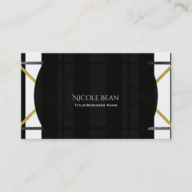 Black & Gold Chic Glam Geometric Modern Simple Business Card (Front)