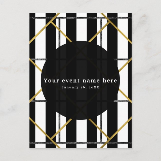 Black & Gold Chic Glam Geometric Party Invitation (Front)