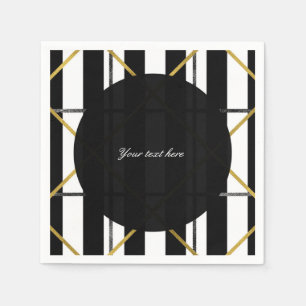 Black & Gold Chic Glam Geometric Party Napkin