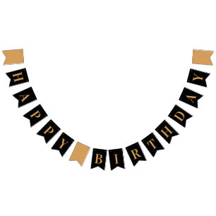 Black Gold Chic Happy Birthday Bunting