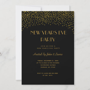 Black & Gold Chic New Years Eve Party  Invitation