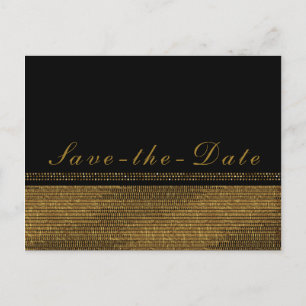 Black  & Gold Chic Sparkling Glam Save the Date Announcement Postcard