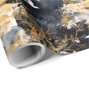 Black Gold Chinoiserie Decoupage Wrapping Paper