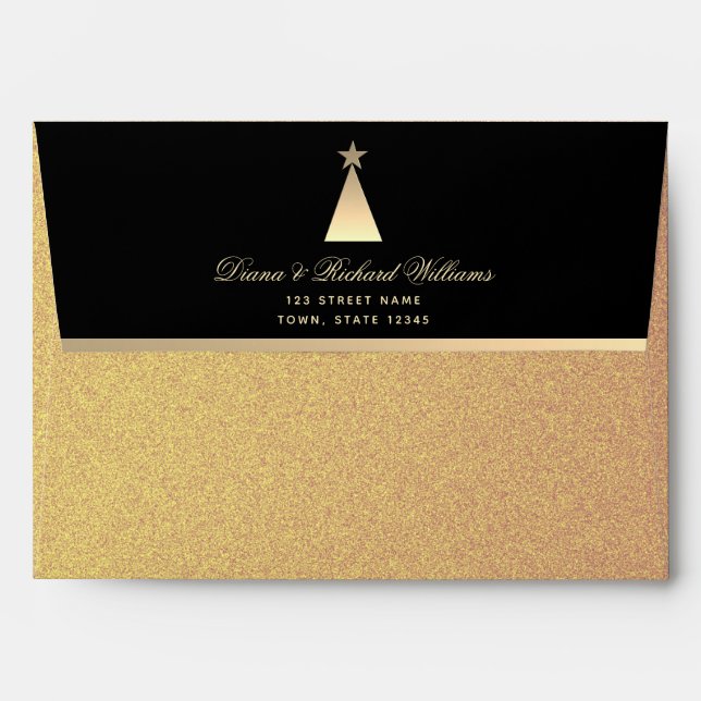 Black Gold Christmas Envelope (Back (Top Flap))