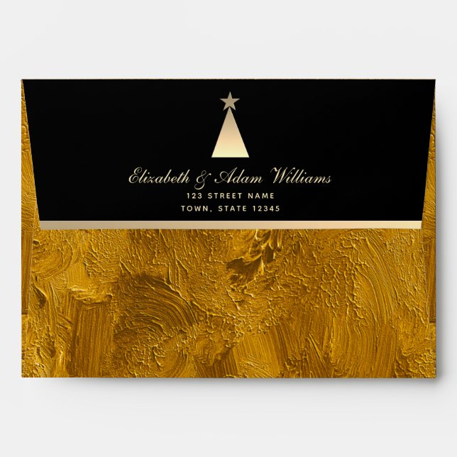 Black Gold Christmas Envelope (Back (Top Flap))