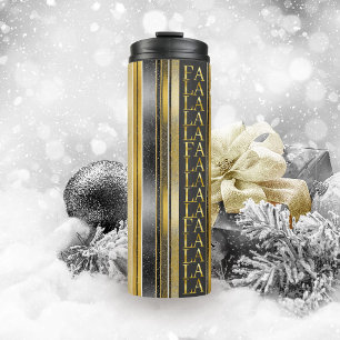 Black Gold Christmas Fa La La Pattern#27 ID1009 Thermal Tumbler