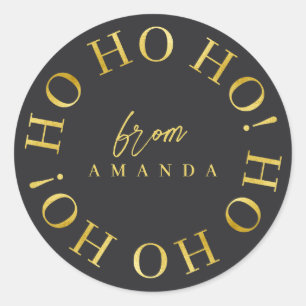 Black Gold Christmas Ho Ho Ho ID1009 Classic Round Sticker