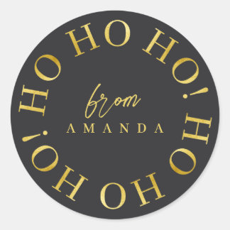 Black Gold Christmas Ho Ho Ho ID1009 Classic Round Sticker