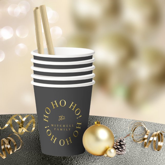 Black Gold Christmas Ho Ho Ho ID1009 Paper Cups (Creator Uploaded)