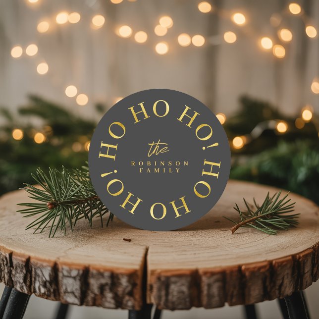 Black Gold Christmas Ho Ho Ho ID1009 Round Paper Coaster (Creator Uploaded)
