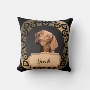 Black Gold christmas holiday Custom Dog Photo Cushion