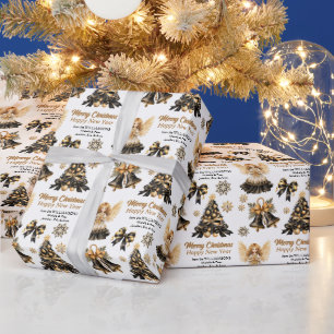 Black Gold Christmas Images Wrapping Paper