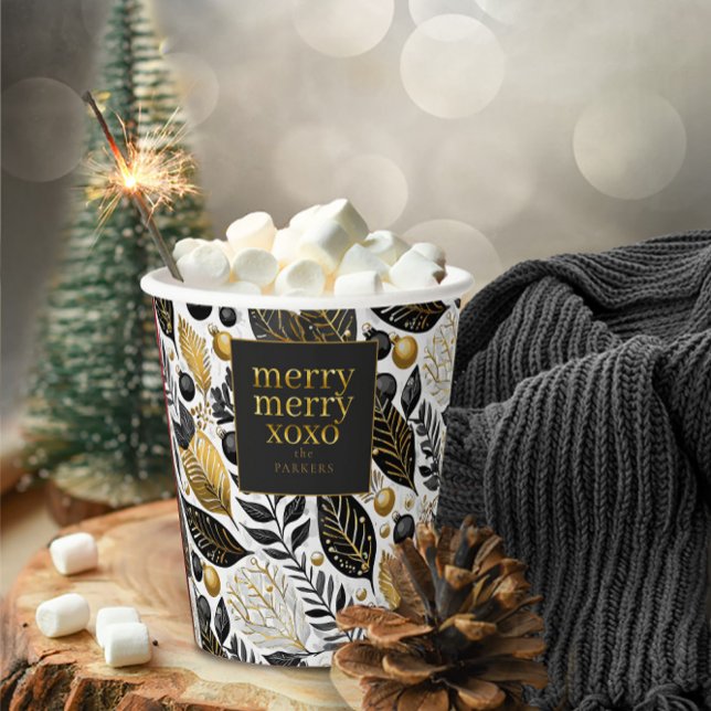 Black Gold Christmas Merry Pattern#21 ID1009 Paper Cups (Creator Uploaded)