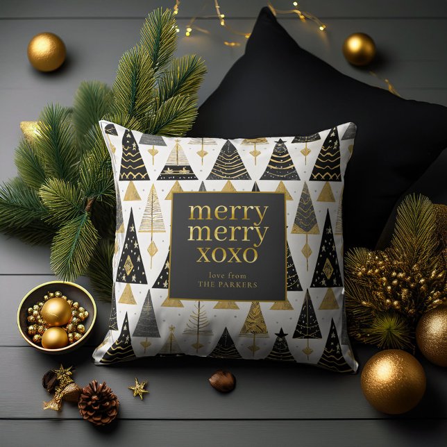 Black Gold Christmas Merry Pattern#25 ID1009 Cushion (Creator Uploaded)