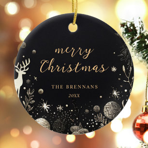 Black Gold Christmas Modern Elegant Festive Unique Ceramic Tree Decoration