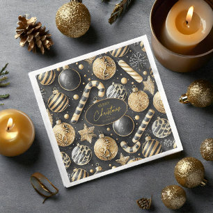 Black Gold Christmas Pattern#12 ID1009 Napkin