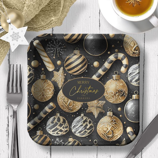 Black Gold Christmas Pattern#12 ID1009 Paper Plate (Creator Uploaded)