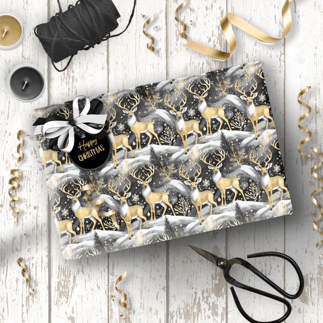 Black Gold Christmas Pattern#14 ID1009 Wrapping Paper (Creator Uploaded)