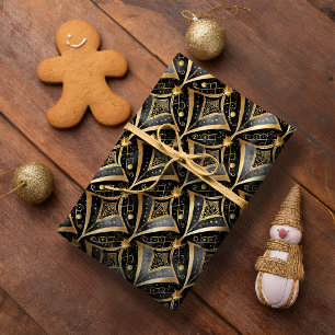 Black Gold Christmas Pattern#15 ID1009 Wrapping Paper