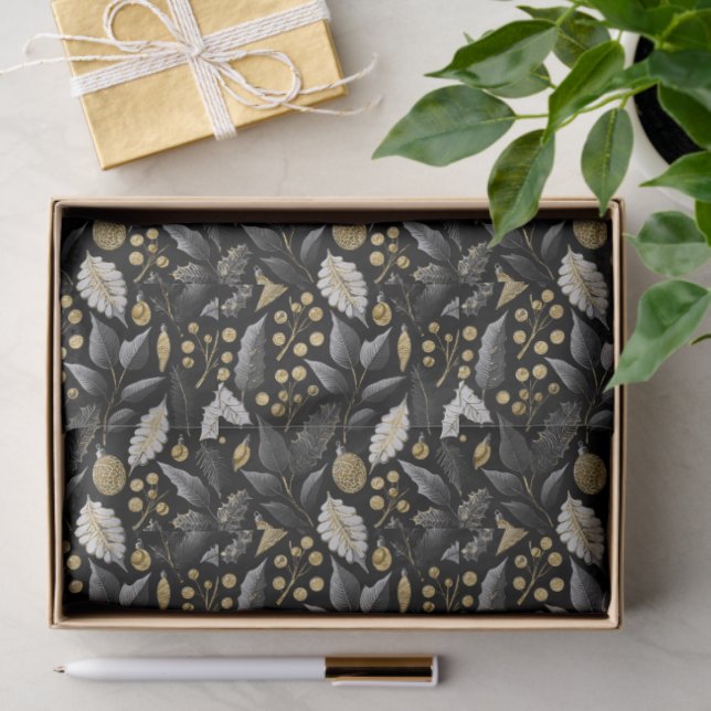 Black Gold Christmas Pattern#18 ID1009 Tissue Paper (Gift)