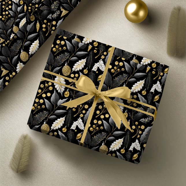 Black Gold Christmas Pattern#18 ID1009 Wrapping Paper (Creator Uploaded)