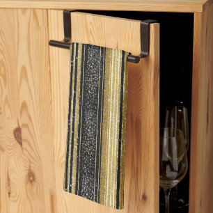 Black Gold Christmas Pattern#28 ID1009 Tea Towel