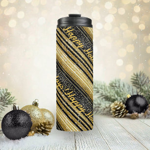 Black Gold Christmas Pattern#28 ID1009 Thermal Tumbler