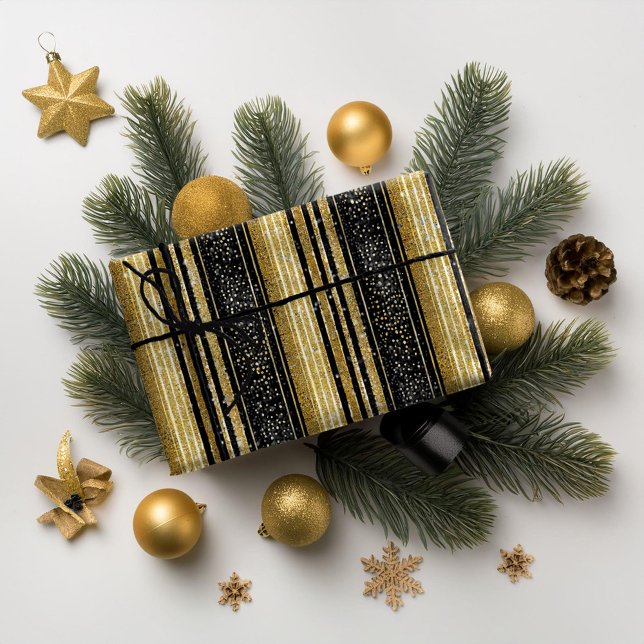 Black Gold Christmas Pattern#28 ID1009 Wrapping Paper (Creator Uploaded)