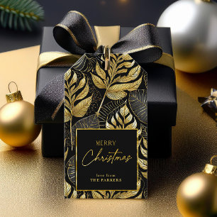 Black Gold Christmas Pattern#29 ID1009 Gift Tags
