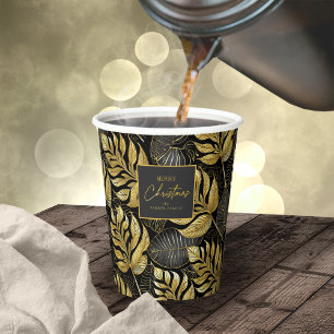 Black Gold Christmas Pattern#29 ID1009 Paper Cups