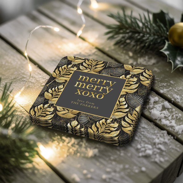 Black Gold Christmas Pattern#29 ID1009 Square Paper Coaster (Creator Uploaded)