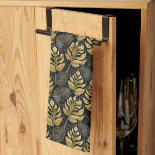 Black Gold Christmas Pattern#29 ID1009 Tea Towel