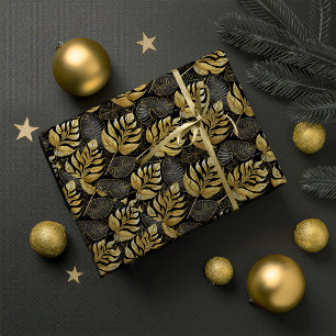 Black Gold Christmas Pattern#29 ID1009 Wrapping Paper