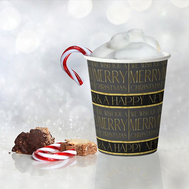 Black Gold Christmas Pattern#35b ID1009 Paper Cups (Creator Uploaded)