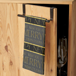 Black Gold Christmas Pattern#35b ID1009 Tea Towel