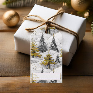 Black Gold Christmas Pattern#4 ID1009 Wrapping Gift Tags