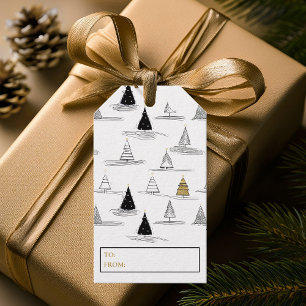 Black Gold Christmas Pattern#5 ID1009 Gift Tags