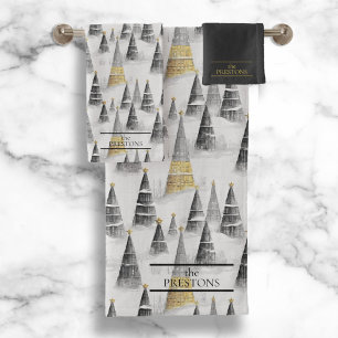Black Gold Christmas Pattern#8 ID1009 Bath Towel Set