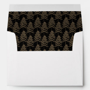 Black Gold Christmas Pine Tree Envelope Lining