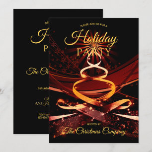 Black Gold Christmas Tree Corporate Holiday Party Invitation
