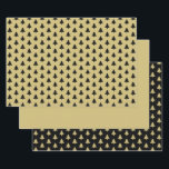 Black/Gold Christmas Tree Iconic Pattern Wrapping Paper Sheet<br><div class="desc">This is a black and gold graphic design created with a seamless iconic pattern of a Christmas tree icon repeated in offset rows. The set of three coordinating sheets includes 1. Black trees on a gold background, 2. The solid color gold, and 3. gold trees on a black background. A...</div>