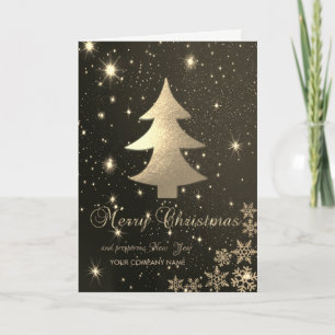 Black,Gold Christmas Tree,Snowflakes,Corporate Holiday Card