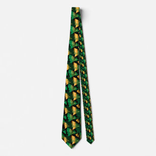 black gold christmas trees tie