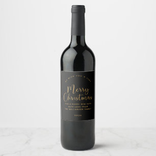Black Gold Christmas Wine Label