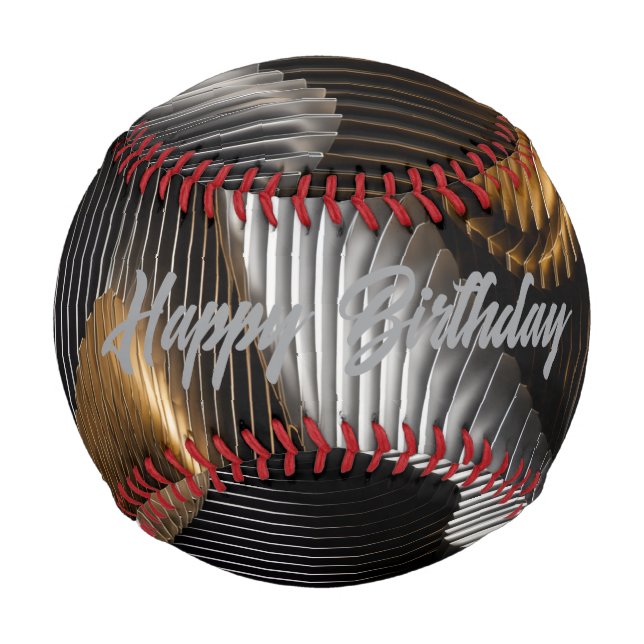 Black Gold Chrome 3D Parametric Baseball (Back)